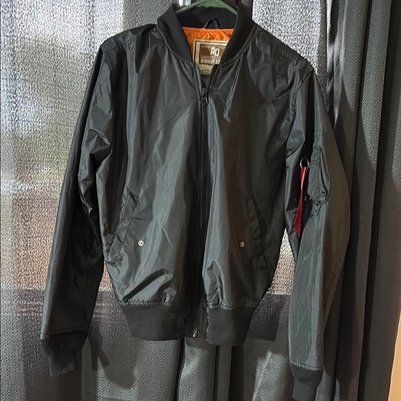 DC Black Bomber Jacket with Ribbed Collar and Cuffs - Picture 1 of 2